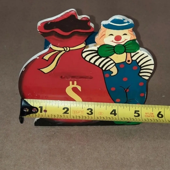 Moneybag Clown Piggy Bank Vintage Justen Products Wood Coin Bank - Picture 9 of 9